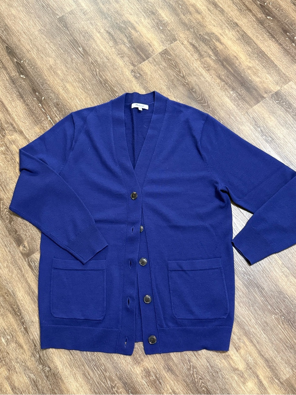 Madewell Royal Blue V-Neck Button Pocket Cardigan